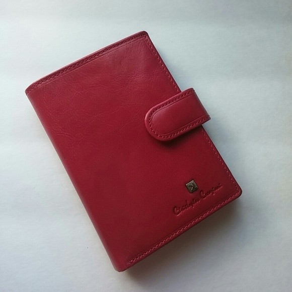 ITALIAN LEATHER WALLET RED LEATHER BIFOLD NEW - Picture 2 of 12